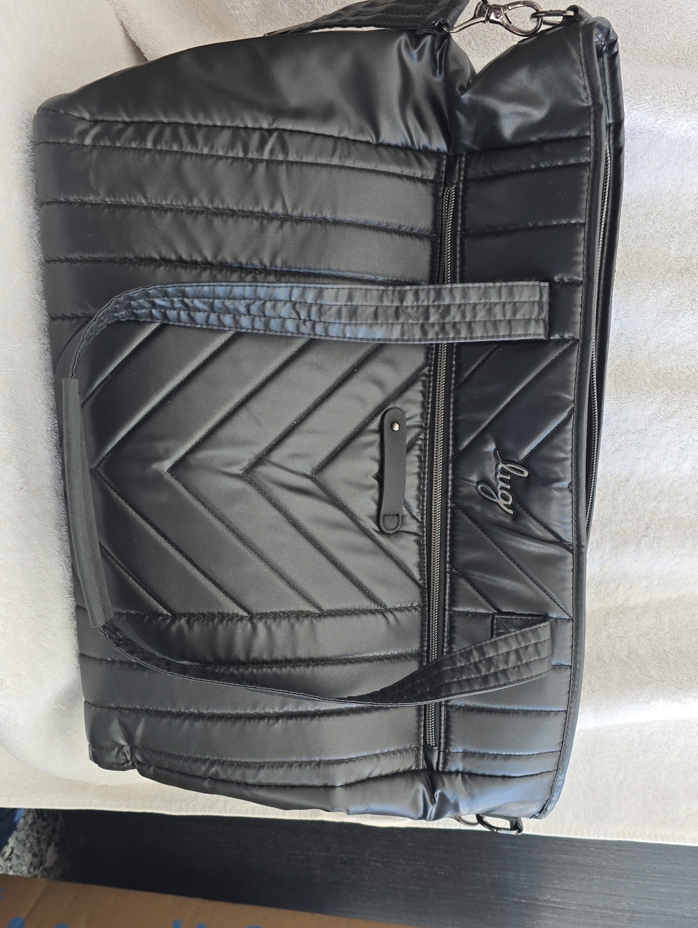 Lug Paddle Quilted Black Laptop Weekender Bag